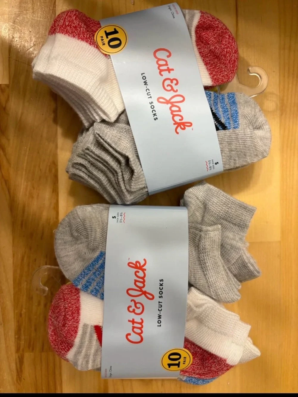 Cat & Jack kid’s Low-Cut Socks - Red, Gray & Blue Accents (10 Pack X 2)
